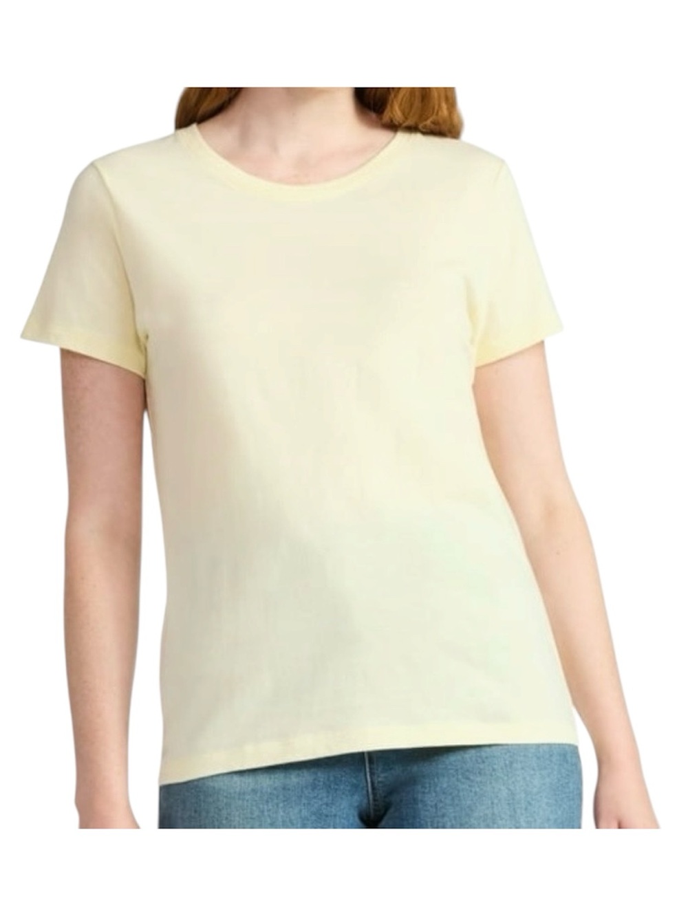 Time and Tru Women’s Relaxed Fit Short-Sleeve Crewneck Tee Size S (4-6) Yellow